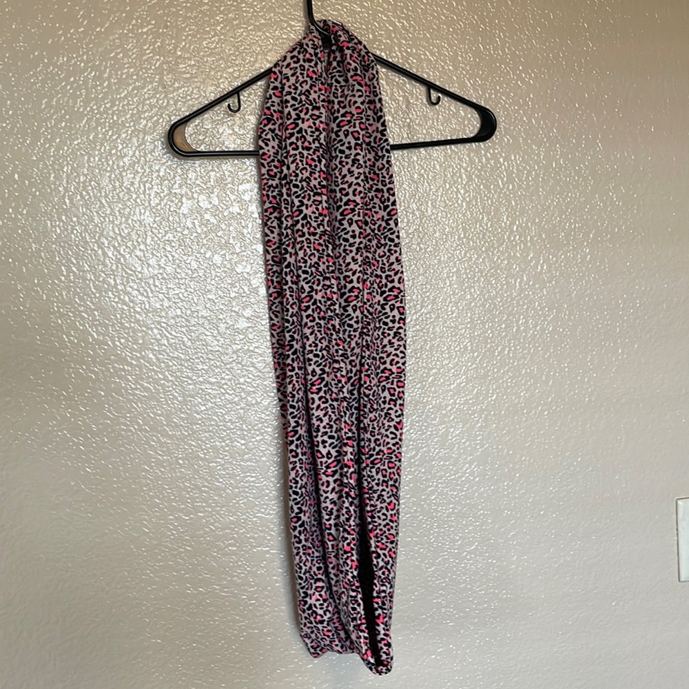Pink cream and navy infinity scarf